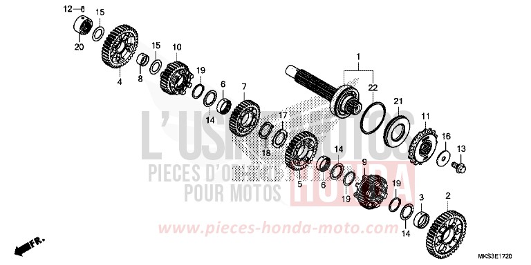 BOITE DE VITESSES (ARBRE INTERMEDIAIRE) (DCT) de Africa Twin DCT PEARL GLARE WHITE (NHB53H) 2020